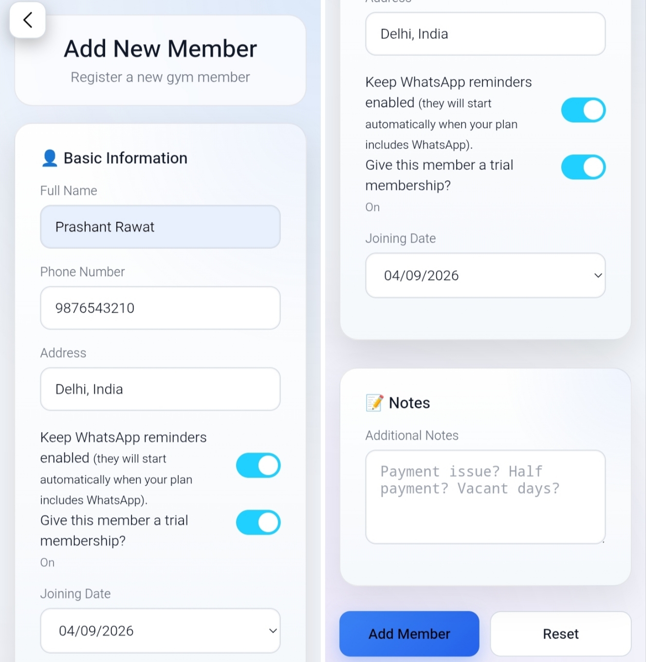 RepVaro add member form